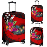 Kosrae Luggage Covers - Polynesian Hook And Hibiscus (Red) - Polynesian Pride