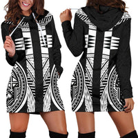 American Samoa Polynesian Women Hoodie Dress - Black Armor Tattoo Black - Polynesian Pride