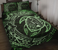 Personalized - Hawaii Quilt Bed Set Map Circle Polynesian Turtle - Green - Polynesian Pride