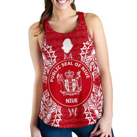 Niue Polynesian Women Tank Top Map Red White Red - Polynesian Pride