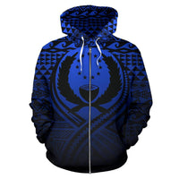 Pohnpei All Over Zip up Hoodie Lift up Blue - Polynesian Pride