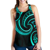 New Zealand Maori Mangopare Women Racerback Tank Polynesian - Turquoise Turquoise - Polynesian Pride