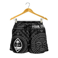 Guam Personalised Women's Short - Guam Seal With Polynesian Tattoo Style (Black) - Polynesian Pride