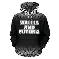 Wallis and Futuna All Over Hoodie Polynesian Fog Black Style - Polynesian Pride