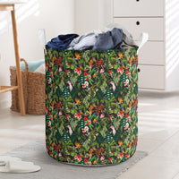 Tropical Flamingo Hibiscus Hawaii Laundry Basket Laundry Basket One Size Black - Polynesian Pride