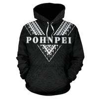 Pohnpei All Over Hoodie Black Sailor Style - Polynesian Pride