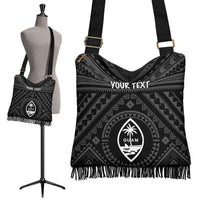 Guam Personalised Crossbody Boho Handbag - Guam Seal With Polynesian Tattoo Style (Black) - Polynesian Pride