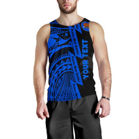 (Custom Personalised) Polynesian Guinea Men's Tank Top - Moana Maui Tattoo With Coat Of Arm Guinea Blue - Polynesian Pride