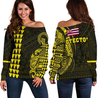 Hawaii Mauna Kea Polynesian Women's Off Shoulder Sweater - Yellow Yellow - Polynesian Pride