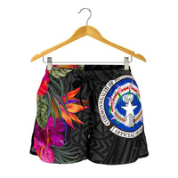 Northern Mariana Islands Women's Shorts - Saipan Hibiscus Polynesian Pattern - Polynesian Pride