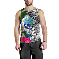 Federated States of Micronesia Men's Tank Top White - Turtle Plumeria Banana Leaf - Polynesian Pride