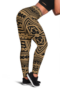Polynesian Seamless Gold Hawaii Women's Leggings AH Gold - Polynesian Pride