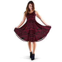 Polynesian Midi Dress - Polynesian Style 12 Women Black And Red - Polynesian Pride