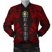 Nauru Men Bomber Jackets - Polynesian Tattoo Red Red - Polynesian Pride