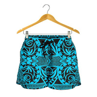Polynesian Kakau Turtle Blue Women's Short - Polynesian Pride