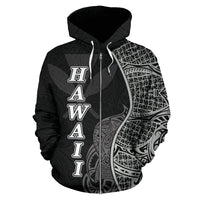 Polynesian Hawaii Zip up Hoodie Coconut Tree Black - Polynesian Pride