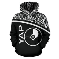 Yap All Over Hoodie Micronesia Black Curve Style - Polynesian Pride