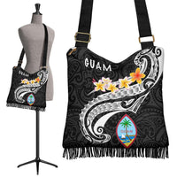Guam Boho Handbag - Guam Seal Polynesian Patterns Plumeria (Black) - Polynesian Pride