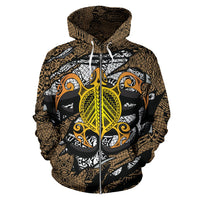 Honu Polynesian Gold Hawaii Turtle Hoodie (Zip) - Polynesian Pride