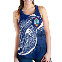 Guam Women'S Racerback Tank Shark Coat Of Arms Blue - Polynesian Pride