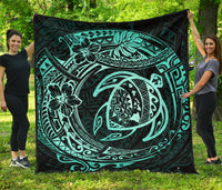 Hawaiian Turtle Polynesian Premium Quilt Black - Polynesian Pride