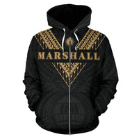 Marshall Islands All Over Zip up Hoodie Gold Sailor Style - Polynesian Pride