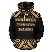 Northern Mariana Islands All Over Hoodie Polynesian Gold Version - Polynesian Pride