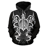 Hawaii Turtle Tribal Gray Hoodie Armor Style - Polynesian Pride