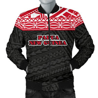 Papua New Guinea Men's Bomber Jacket - Polynesian Style Red - Polynesian Pride