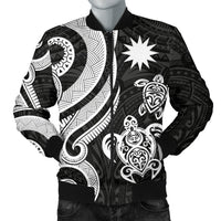 Nauru Men's Bomber Jacket - White Tentacle Turtle White - Polynesian Pride
