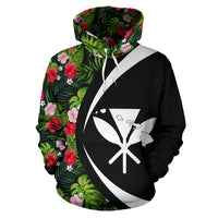 Kanaka Tropical Flower Mix Hoodie Circle Style - Polynesian Pride