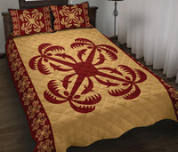 Hawaiian Quilt Pattern Dolphin And Coconut Quilt Bed Set - Polynesian Pride