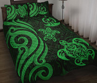 Vanuatu Quilt Bed Set - Green Tentacle Turtle Green - Polynesian Pride
