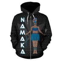 Polynesian Hawaii Zip up Hoodie Namaka Hawaiian God of the Myths and Legends - Polynesian Pride
