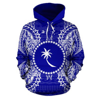 Chuuk Polynesian ll Over Hoodie Map Blue - Polynesian Pride