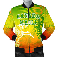 Kanaka Maoli Polynesian Men's Bomber Jacket - Turtle Style Green - Polynesian Pride