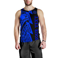 (Custom Personalised Text) Samoa Men Tank Tops - Samoa Coat Of Arm Blue - Polynesian Pride