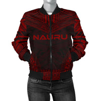 Nauru Polynesian Chief Women'S Bomber Jacket - Red Version Red - Polynesian Pride