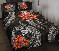Tonga Polynesian Quilt Bed Set - White Plumeria WHITE - Polynesian Pride