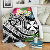 Wallis and Futuna Polynesian Premium Blanket - Summer Plumeria (Black) White - Polynesian Pride