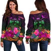 Fiji Personalised Women's Off Shoulder Sweater - Summer Hibiscus Art - Polynesian Pride