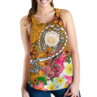 Hawaii Polynesian Women's Racerback Tank - Hawaii Seal With Turtle Plumeria (Gold) - Polynesian Pride