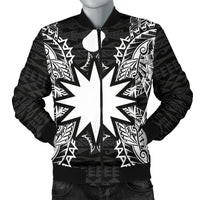 Nauru Polynesian Men's Bomber Jacket Map Black Black - Polynesian Pride
