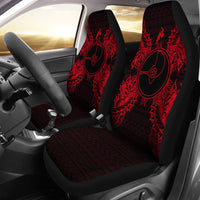 Yap Car Seat Cover - Yap Flag Map Red Universal Fit Red - Polynesian Pride