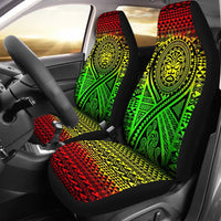 Hawaii Car Seat Covers - Tiki Face Tattoo Reggae Universal Fit Reggae - Polynesian Pride