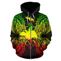 Papua New Giunea Polynesian All Over Zip up Hoodie Map Reggae - Polynesian Pride