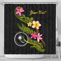 Chuuk Polynesian Custom Personalised Shower Curtain - Plumeria Tribal 177 x 172 (cm) Black - Polynesian Pride
