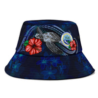 Federated States Of Micronesia Polynesian Bucket Hat - Blue Turtle Hibiscus - Polynesian Pride