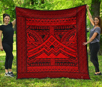 Hawaii Polynesian Mauna Kea Premium Quilt Red Red - Polynesian Pride