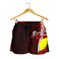 Palau Polynesian Custom Personalised Women's Shorts - Coat Of Arm With Hibiscus - Polynesian Pride